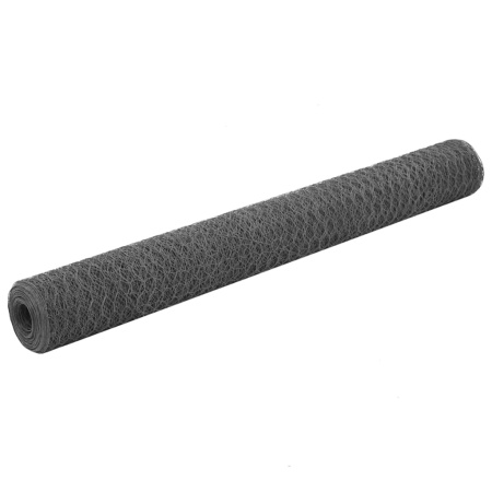 Plasă de sârmă găini, gri, 25 x 1,2 m, oțel cu înveliș PVC