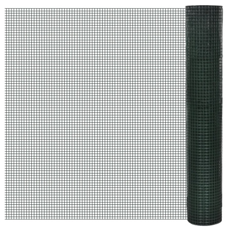 Plasă de sârmă găini, verde, 10 x 1 m, oțel galvanizat cu PVC