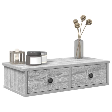 Raft de perete cu sertare Gri Sonoma 60x25x15 cm Lemn prelucrat