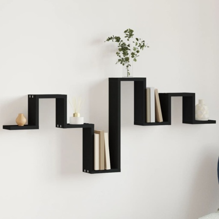 Raft de perete, negru, 104,5x10x43 cm, lemn prelucrat