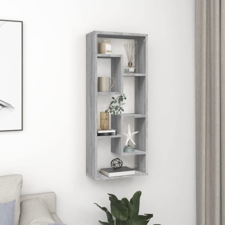 Raft de perete, sonoma gri, 36x16x90 cm, lemn compozit