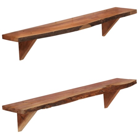 Rafturi de perete, 2 buc., 90x20x18 cm, lemn masiv de acacia