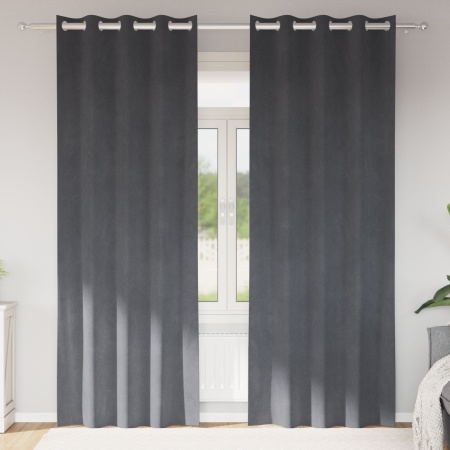 Rănduri de Blackout cu eyelets 2 buc Super Gri Deschis Catifea