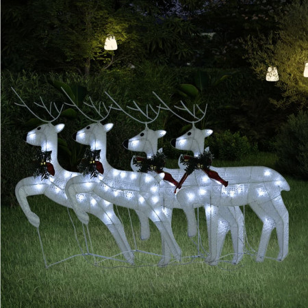 Reni de Crăciun, 4 buc., alb, 80 LED-uri - Img 1