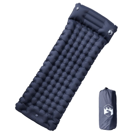 Saltea de camping auto-gonflabilă, cu pernă, 1 persoană, gri