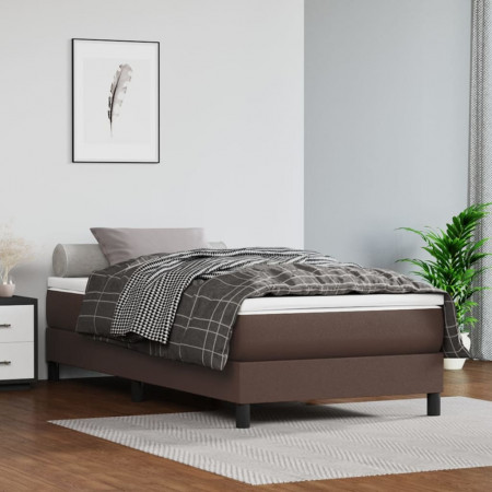 Saltea de pat cu arcuri, maro, 100x200x20 cm, piele ecologică