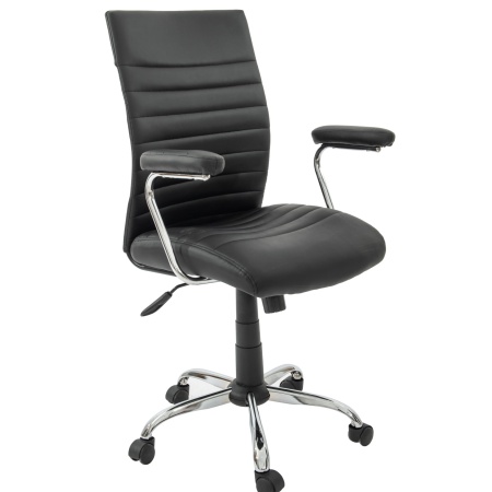 Scaun birou S-181, Negru, 56x109.5x59 cm, Piele Ecologica