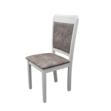 Scaun living S-223, tapitat, alb, tapiterie gri
