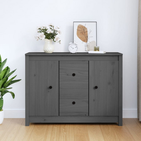 Servantă, gri, 100x35x74 cm, lemn masiv de pin
