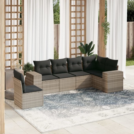 Set canapele de grădină cu perne, 6 piese gri deschis poliratan