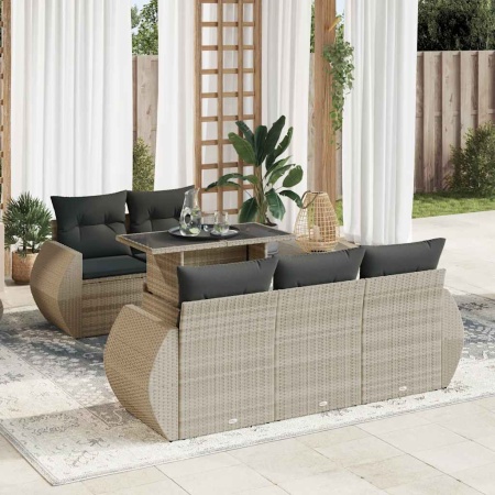 Set canapele de grădină cu perne, 6 piese gri deschis poliratan