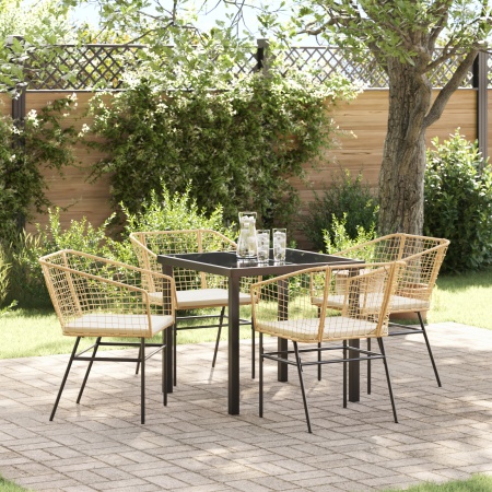 Set de Dining pentru Grădină cu Perne Maro Ratan Polimer