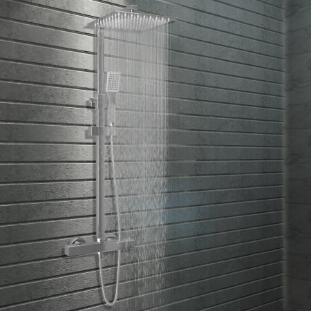 Set de duș cu două capete, cu termostat, oțel inoxidabil - Img 1