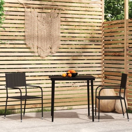 Set de mobilier pentru grădină, 3 piese, negru
