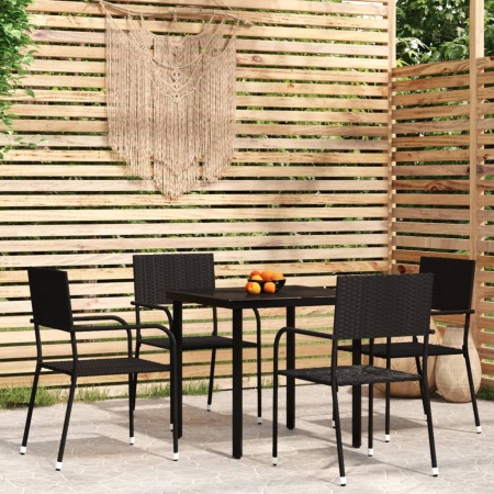 Set de mobilier pentru grădină, 5 piese, negru