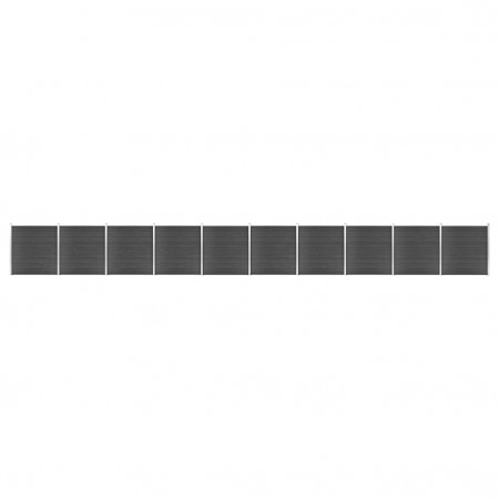 Set de panouri de gard, negru, 1737x186 cm, WPC