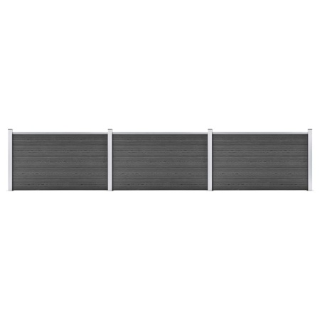 Set de panouri de gard, negru, 526 x 105 cm, WPC