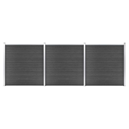 Set de panouri de gard, negru, 526 x 186 cm, WPC
