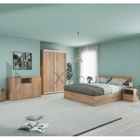 Set Dormitor Smart, Material Pal 18mm, Culoare Stejar Auriu