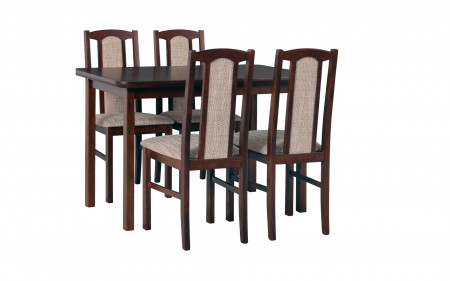 Set masa extensibila 120x150cm cu 4 scaune tapitate, mb-13 max5 si s-37 boss7 o2, nuc, lemn masiv, stofa - Img 1