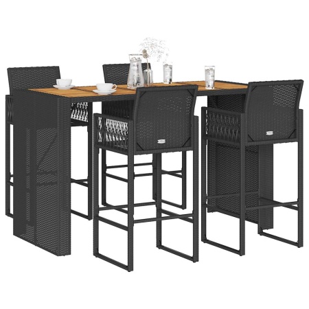 Set mobilier bar de grădină fără perne 5 piese negru poliratan