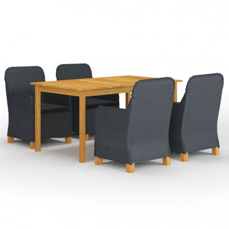 Set mobilier de grădină, 5 piese, gri închis