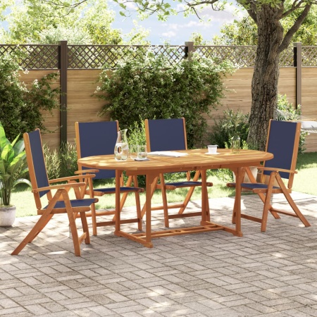 Set mobilier de grădină, 5 piese, lemn masiv acacia/textilenă