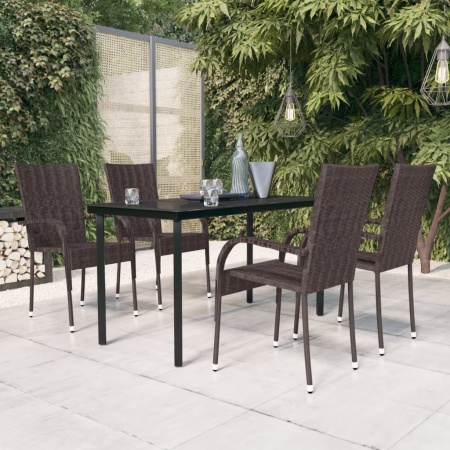 Set mobilier de grădină, 5 piese, maro și negru