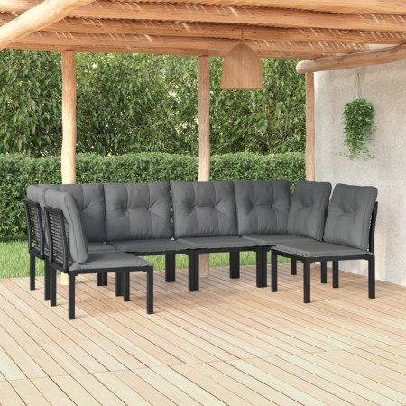 Set mobilier de grădină, 6 piese, negru și gri, poliratan