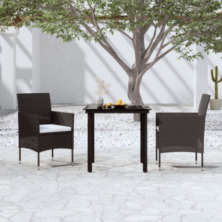 Set mobilier de grădină cu perne, 3 piese, negru