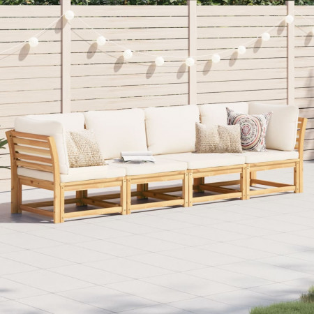 Set mobilier de grădină cu perne, 4 piese, lemn masiv de acacia
