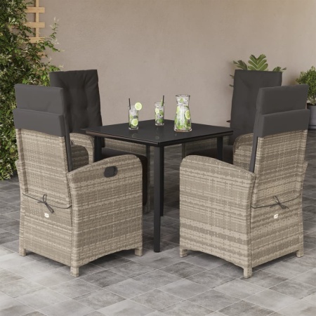 Set mobilier de grădină cu perne, 5 piese gri deschis poliratan - Img 1