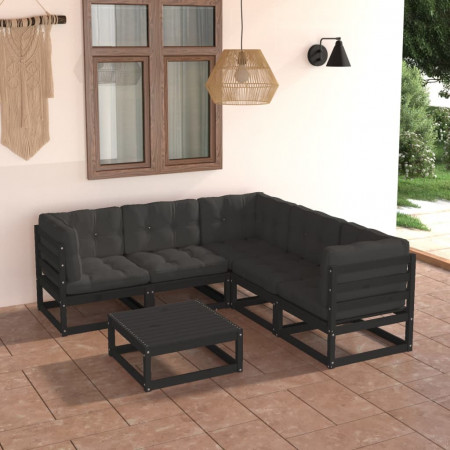 Set mobilier de grădină cu perne, 6 piese, lemn masiv de pin