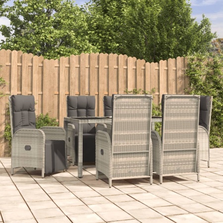 Set mobilier de grădină cu perne, 7 piese, gri, poliratan