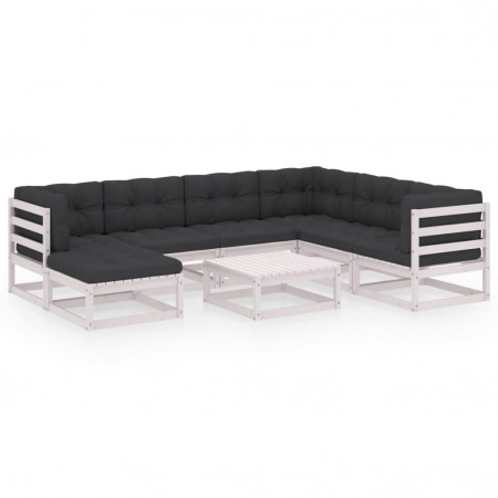 Set mobilier de grădină cu perne, 8 piese, lemn masiv de pin