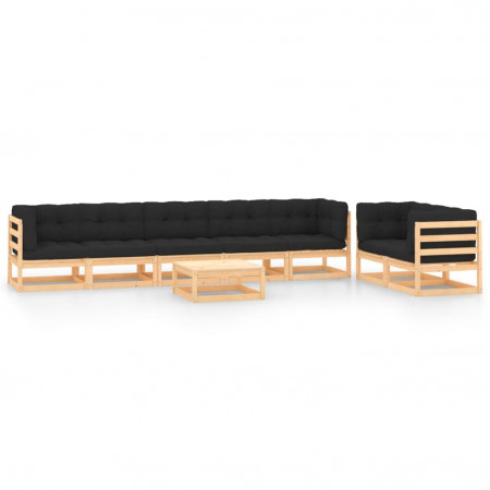Set mobilier de grădină perne antracit 8 piese lemn masiv pin