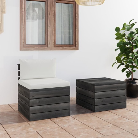 Set mobilier grădină din paleți, 2 piese, cu perne, lemn de pin