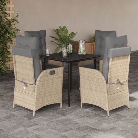 Set mobilier pentru grădină, 5 piese, cu perne, bej, poliratan