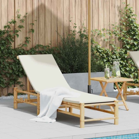 Sezlong cu perne 55x199x30 cm bambus