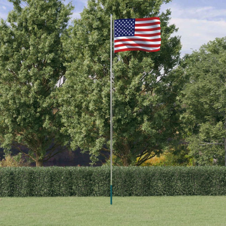 Steag SUA și stâlp din aluminiu, 6,23 m - Img 1