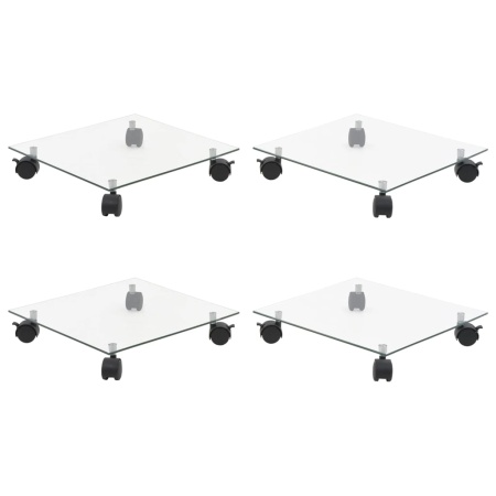Suport cu role de plante 4 buc 35x35cm sticlă securizată pătrat