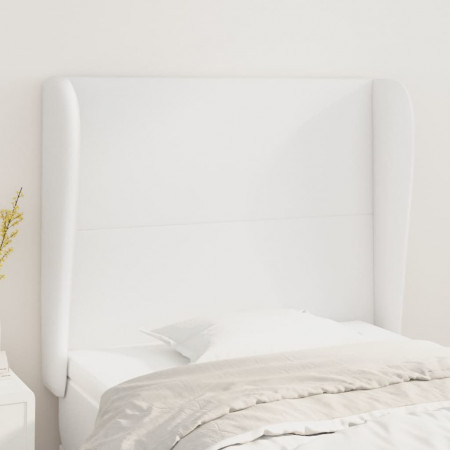 Tăblie de pat cu aripioare, alb, 103x23x118/128 cm, piele eco - Img 1