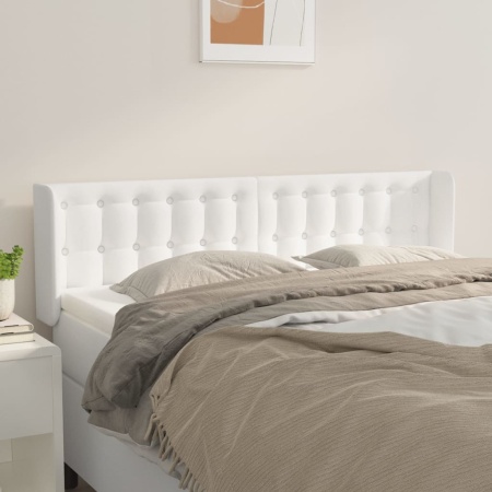 Tăblie de pat cu aripioare alb 147x16x78/88 cm piele ecologică