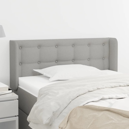 Tăblie de pat cu aripioare gri deschis 103x16x78/88 cm textil