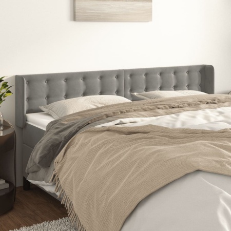 Tăblie de pat cu aripioare gri deschis 163x16x78/88 cm catifea