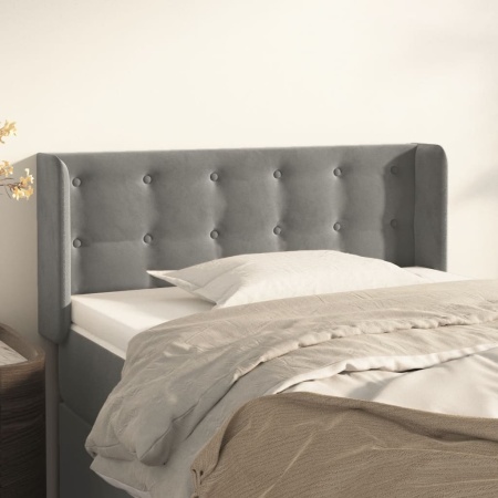 Tăblie de pat cu aripioare gri deschis 83x16x78/88 cm catifea