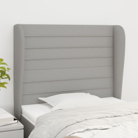 Tăblie de pat cu aripioare gri deschis 93x23x118/128 cm textil