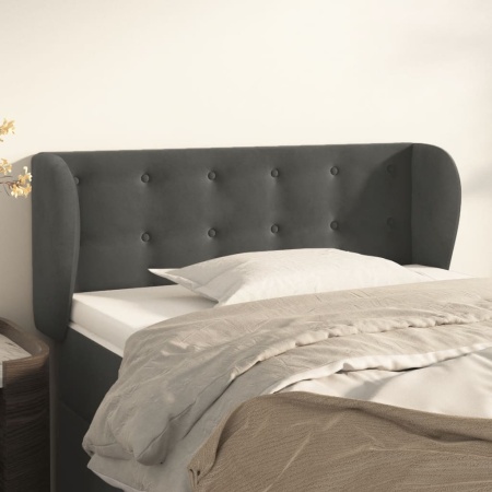 Tăblie de pat cu aripioare gri închis 103x23x78/88 cm catifea