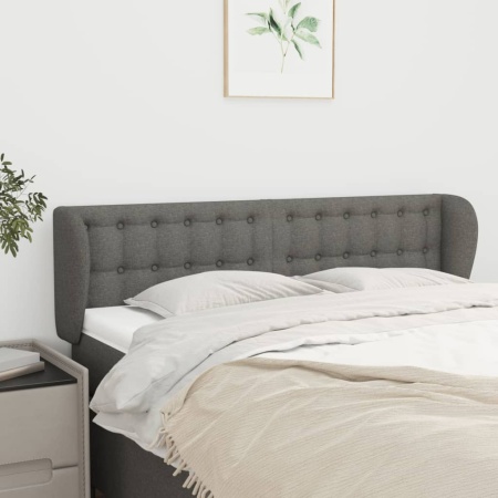 Tăblie de pat cu aripioare gri închis 147x23x78/88 cm textil