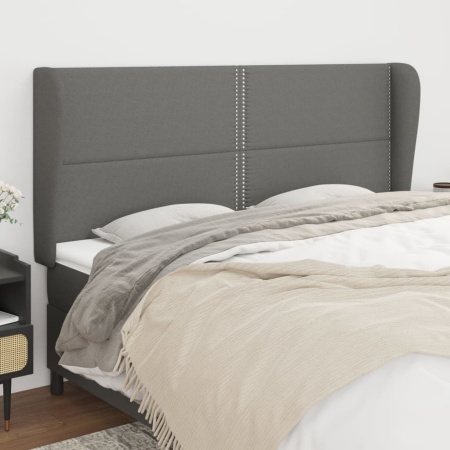 Tăblie de pat cu aripioare gri închis 183x23x118/128 cm textil